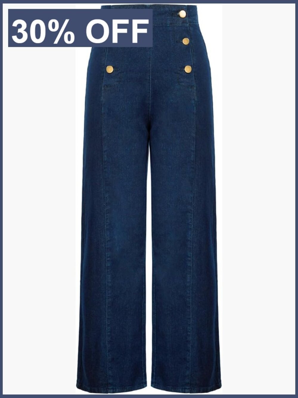 High Waisted Wide Leg Jeans Button Decorated Stretchy Denim Pants with Pockets